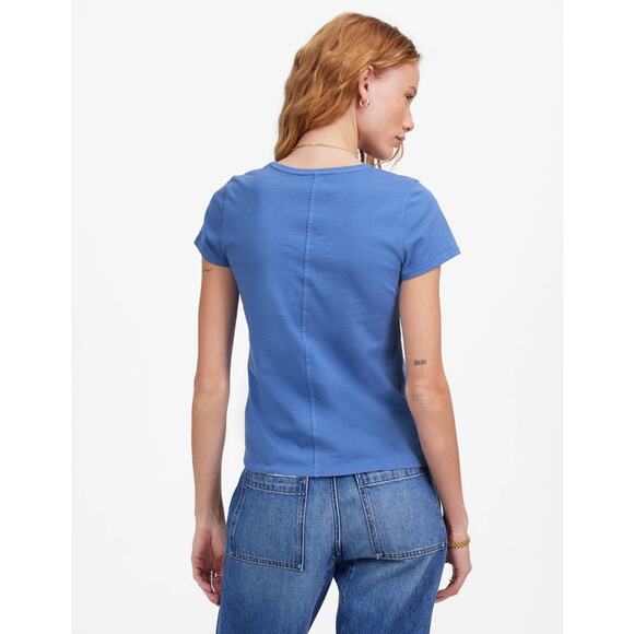 Madewell Essential Slim Tee WMNS S Delphinium Blue Lightweight Cotton Stretchy - Picture 2 of 8